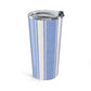 Blue Striped Coastal Tumbler for Beach Lovers Nautical Travel Mug Summer Vacation Gift Ocean Inspired Coffee Cup Gift For Her Birthday