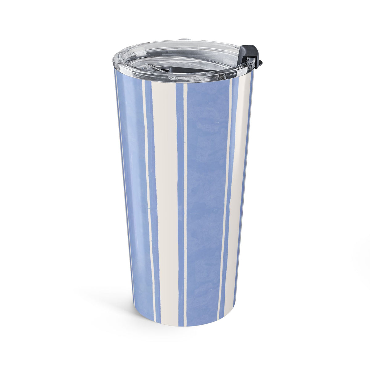 Blue Striped Coastal Tumbler for Beach Lovers Nautical Travel Mug Summer Vacation Gift Ocean Inspired Coffee Cup Gift For Her Birthday