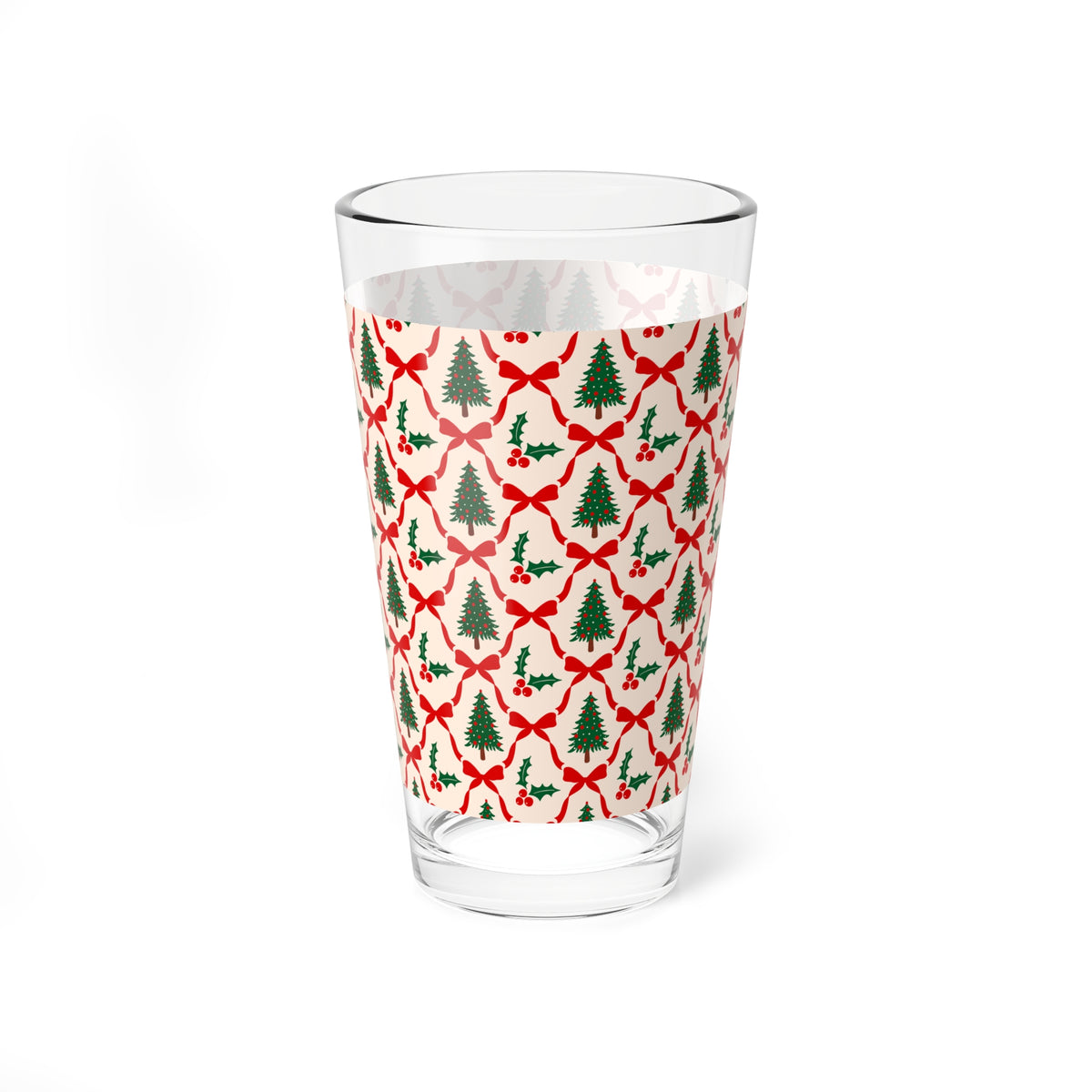 Christmas Tree Mixing Glass Gift For Couple Holiday Cocktail Cup Present For Friends Holly Bow Barware Festive Winter Drink Vessel Keepsake