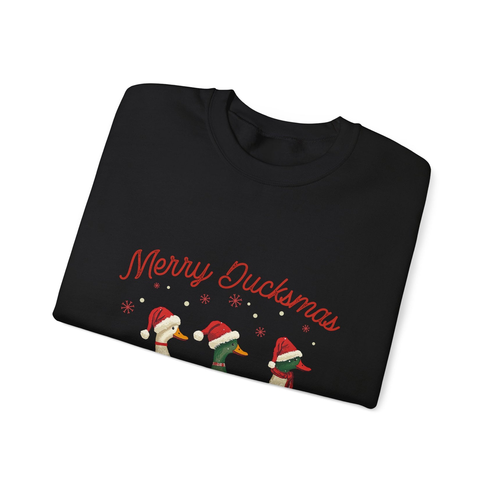 Embroidered Christmas Sweatshirt Gift For Girlfriend Merry Ducksmas Crewneck Holiday Present Pun Winter Slouchy Pullover Animal Graphic Top