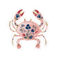 Floral Crab Sticker Pink Flower Decal For Travel Journal Sticker Summer Vacation Stickers For Surfboard Sticker Gift For Surfer Gift For Her