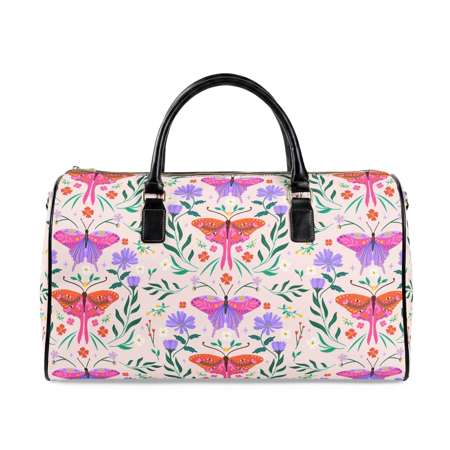Butterfly Travel Bag Weekend Getaway Gift Floral Duffel Summer Vacation Carryall Overnight Luggage Garden Lover Present Womens Accessory