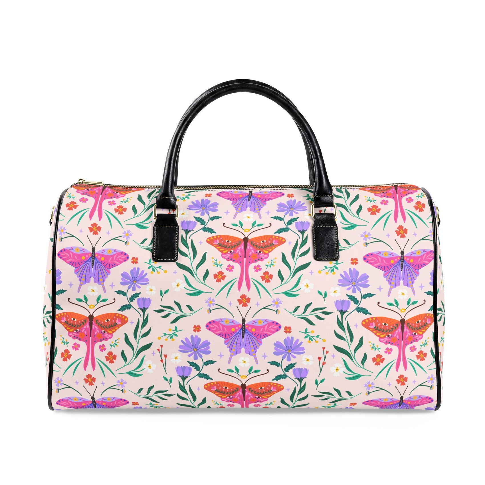 Butterfly Travel Bag Weekend Getaway Gift Floral Duffel Summer Vacation Carryall Overnight Luggage Garden Lover Present Womens Accessory