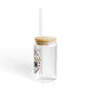 Christmas Crew Glass Cup Gift For Sister Holiday Sipper With Bamboo Lid Festive Drinkware Present For Best Friend Family Party Style Charm