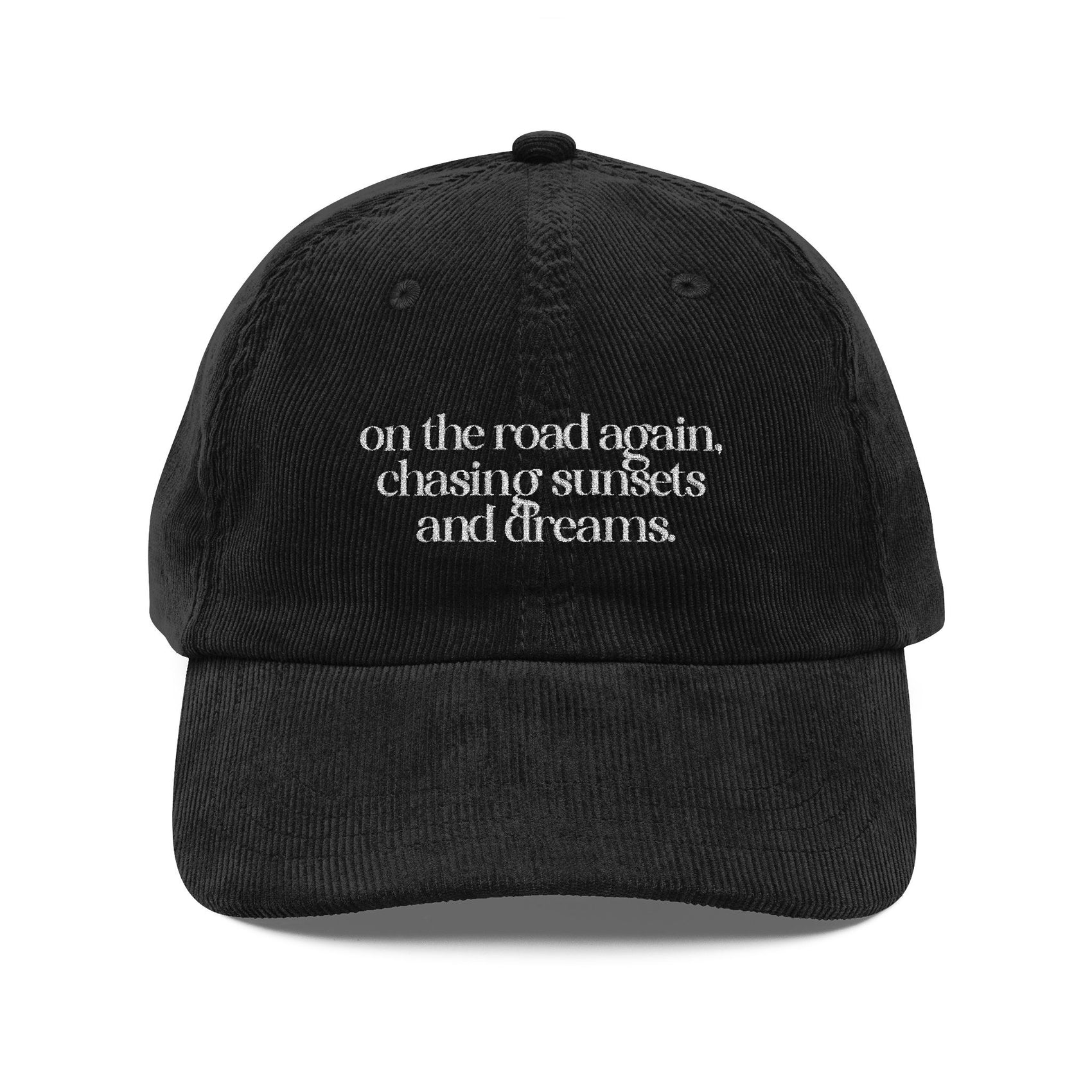 Travel Embroidered Hat Gift For Traveler Corduroy Hat Road Trip Aesthetic Cap For Adventure Lovers Brown Vintage Cap Wanderlust Gift  Cap