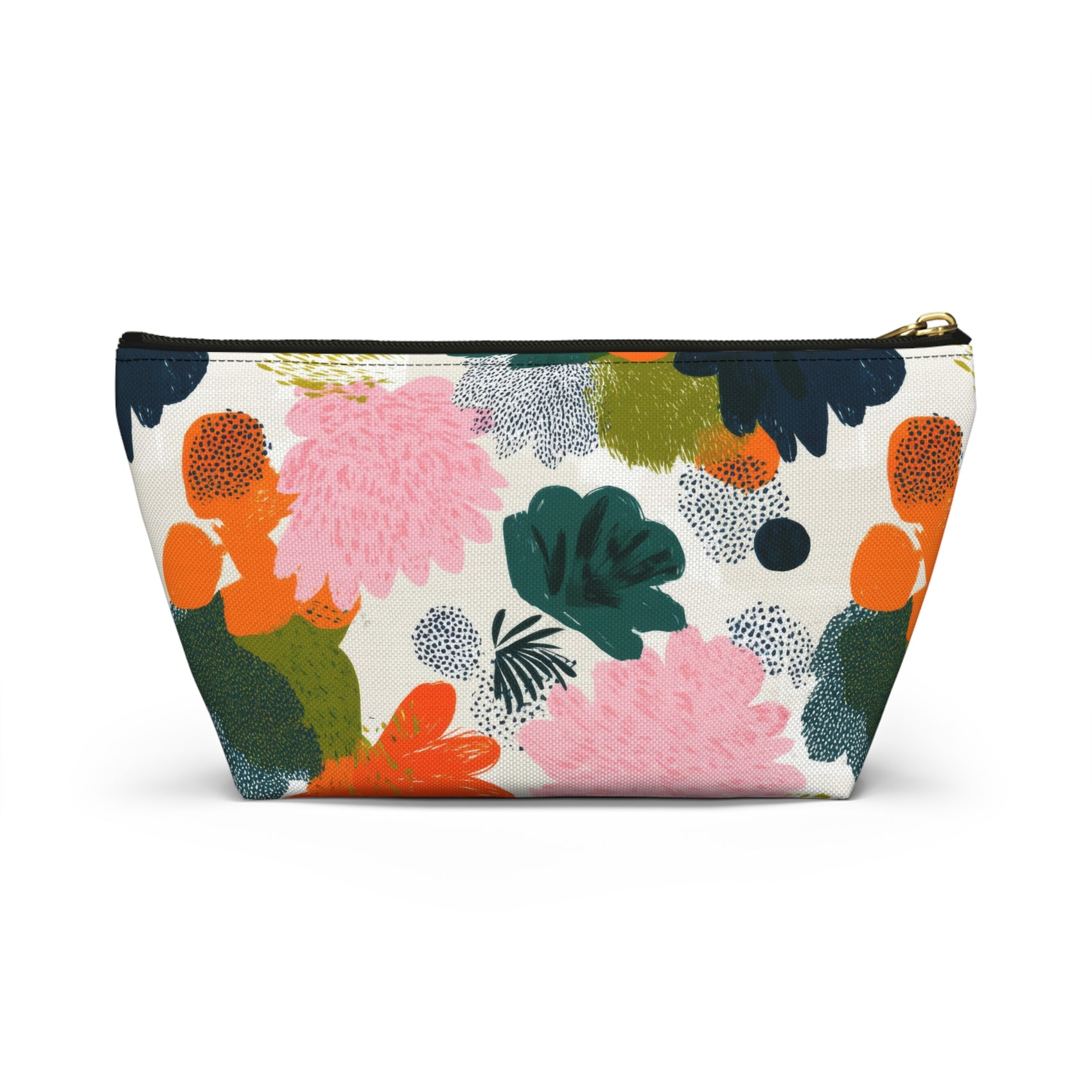 Floral Accessory Pouch Cute Travel Kit Gift For Traveller Abstract Flower Toiletry Organizer Botanical Cosmetic Case For Make Up Artist