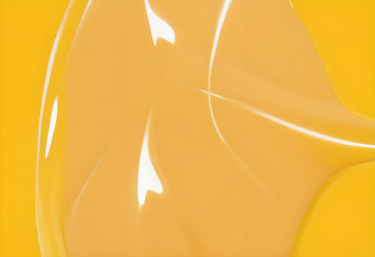 Glossy yellow substance oozing over a bright yellow background. Generative AI