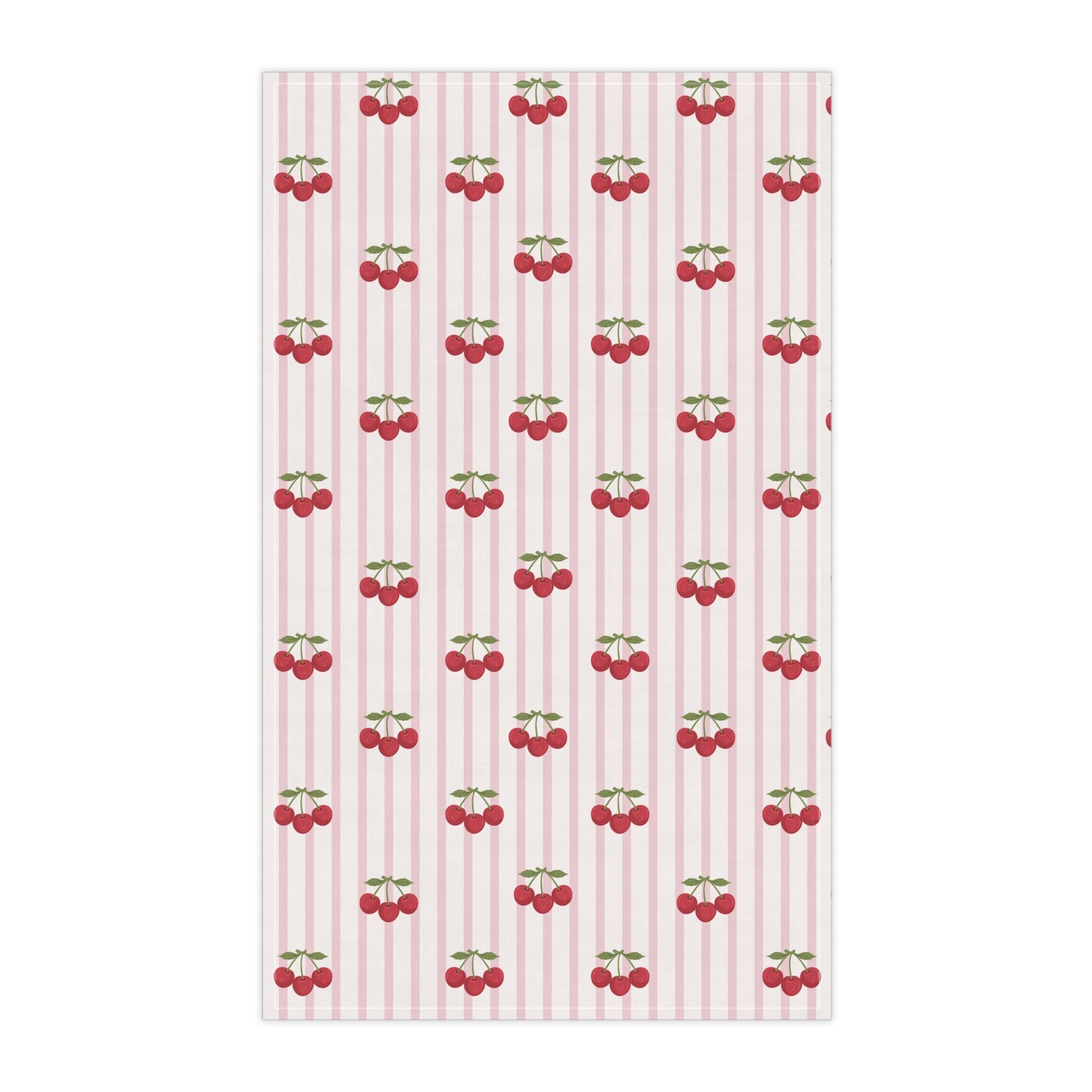 Striped Tea Towel Kitchen Towel Cherries Cherry Kitchen Towel Striped Dish Towel Pastel Kitchen Linen Cute Dish Towel Retro Cooking Gift