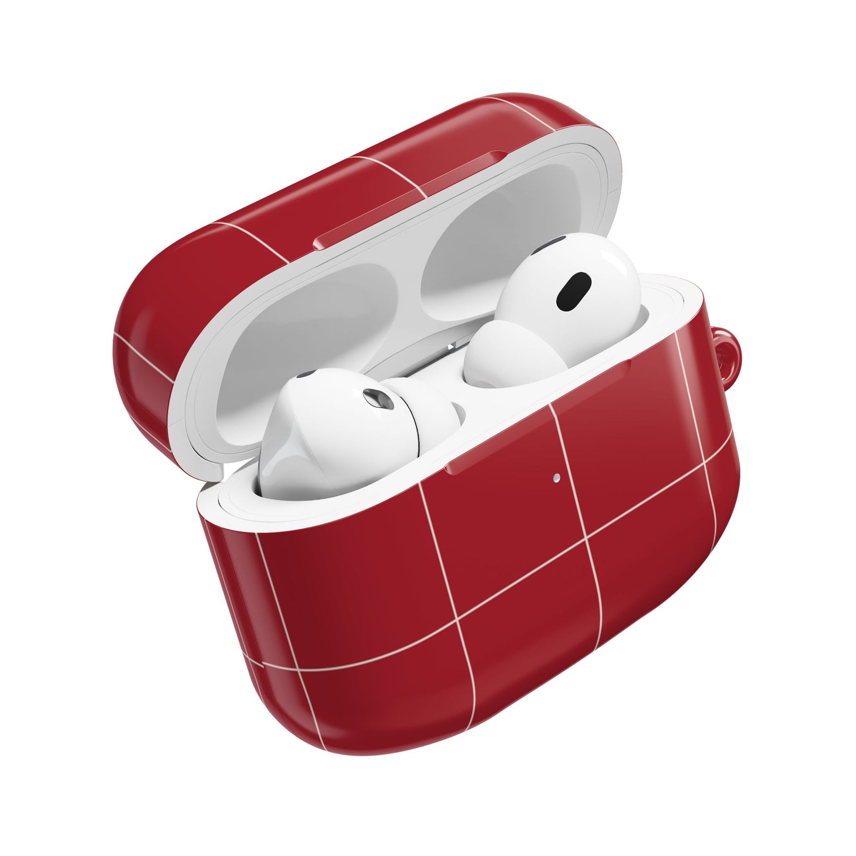 Red Grid AirPods Case Minimalist Earbuds Cover Retro AirPods Protector Plaid Modern Tech Accessory Vintage Retro Phone Accessories Checkered