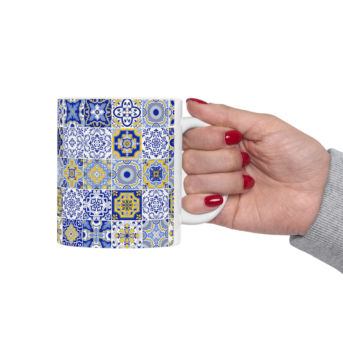 Mediterranean Tile Coffee Mug For Portugal Gift Mug Portuguese Ceramic Cup Italian Coastal Kitchen Gift For Host Blue Spanish Azulejo Mug