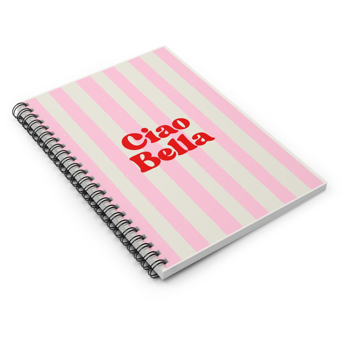 Cute Pink Stripe Journal for Women Ciao Bella Journal Pink Red Stationery Girly Travel Journal Stylish School Notebook Gift For Traveler