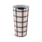 Gingham Tumbler For Business Woman Gift, Mug Beige Black Plaid Drinking Cup For The Minimalist, Portable Drinkware Minimalist Checkered
