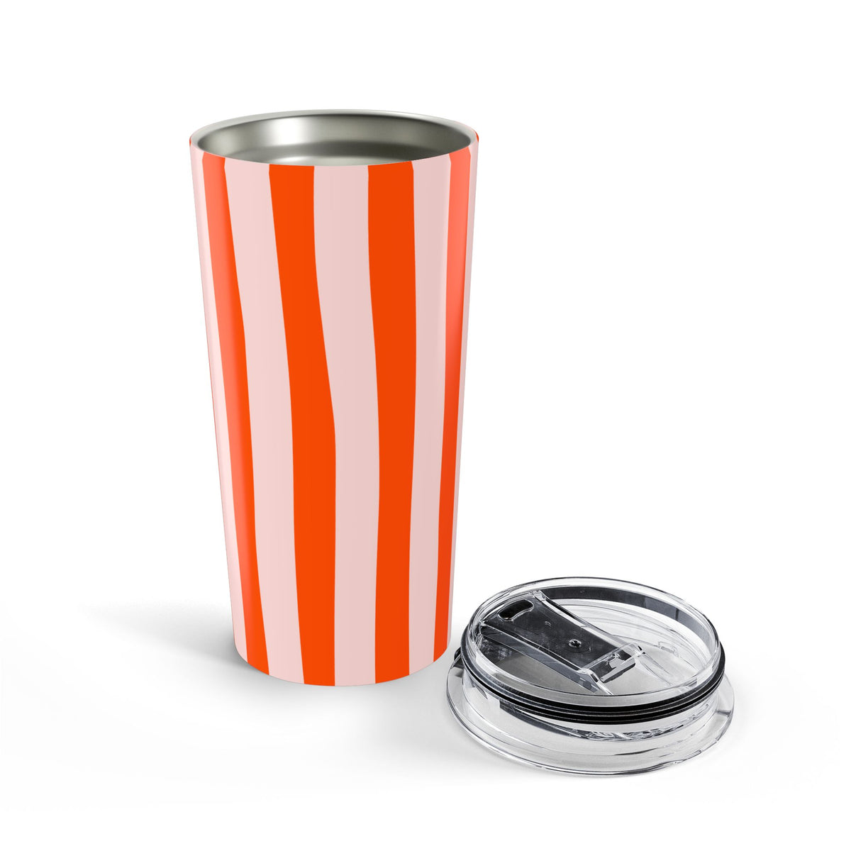 Striped Tumbler Gift For Coffee Lover Orange Cup Modern Sipper Present Colorful Mug For Friend Keepsake Daily Hydration Wavy Stripes Cup