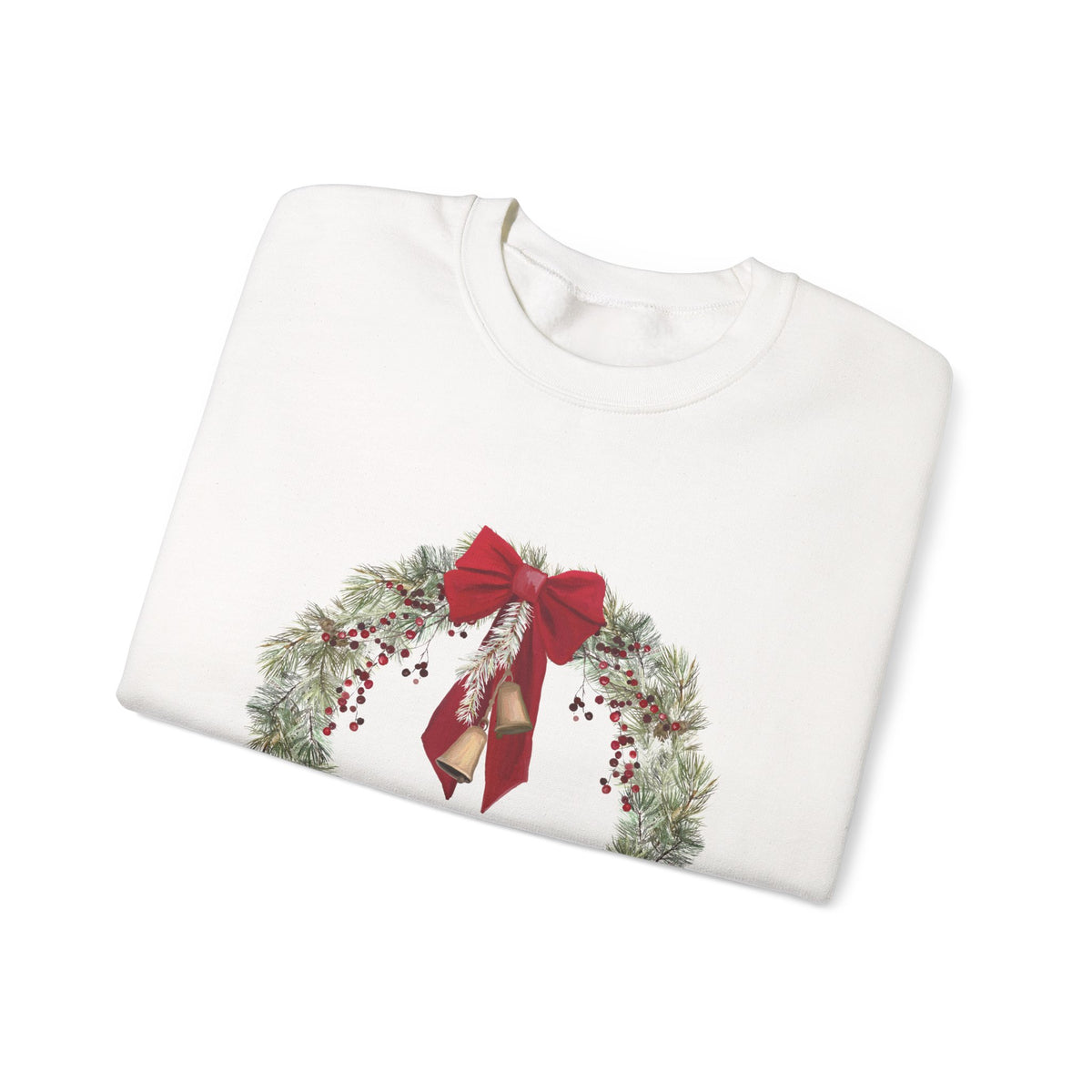 Christmas Wreath Sweatshirt Gift For Mom Holiday Crewneck Seasonal Winter Present For Sister Classic Pine Graphic Pullover Cozy Top Outfit