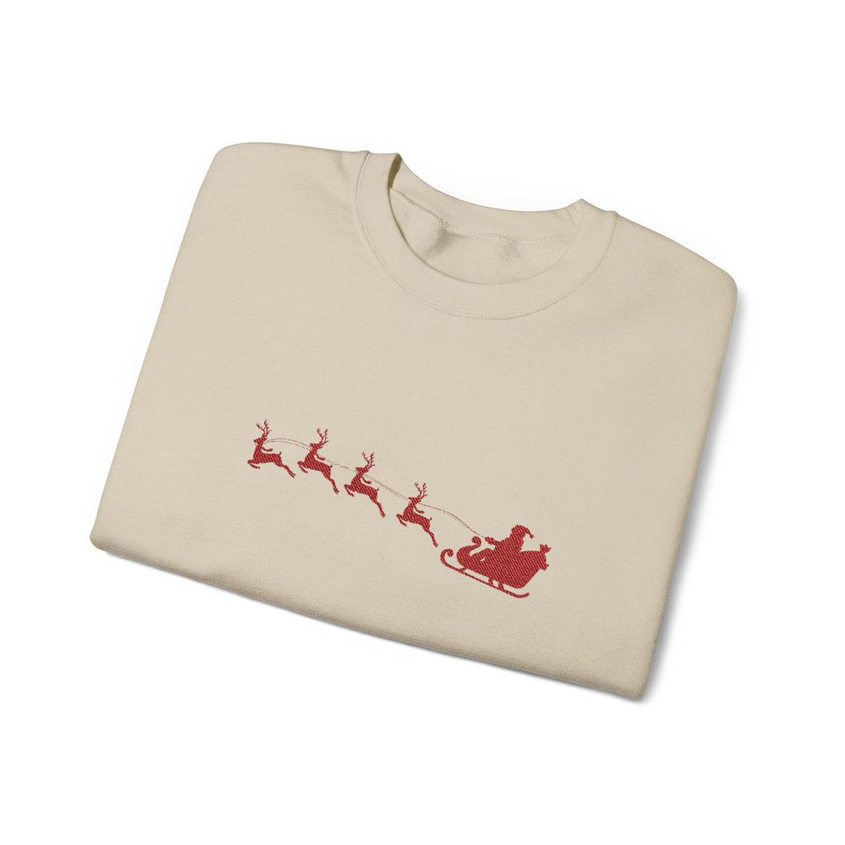Minimalist Embroidered Christmas Sweatshirt For Woman Top Cozy Santa Sleigh Crewneck Holiday Pullover Winter Gift For Her Christmas Gift