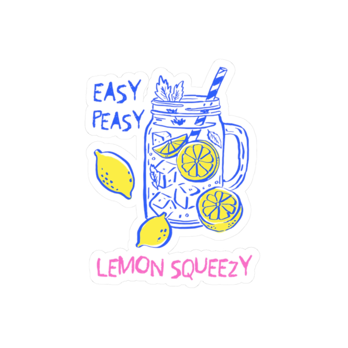 SUMMER - Stickers For Foodies Gift Lemon Decal For Waterbottles, Summer Party Favor Decal For Fruit Lover Fruit Kiss-Cut Lemonade Illustration