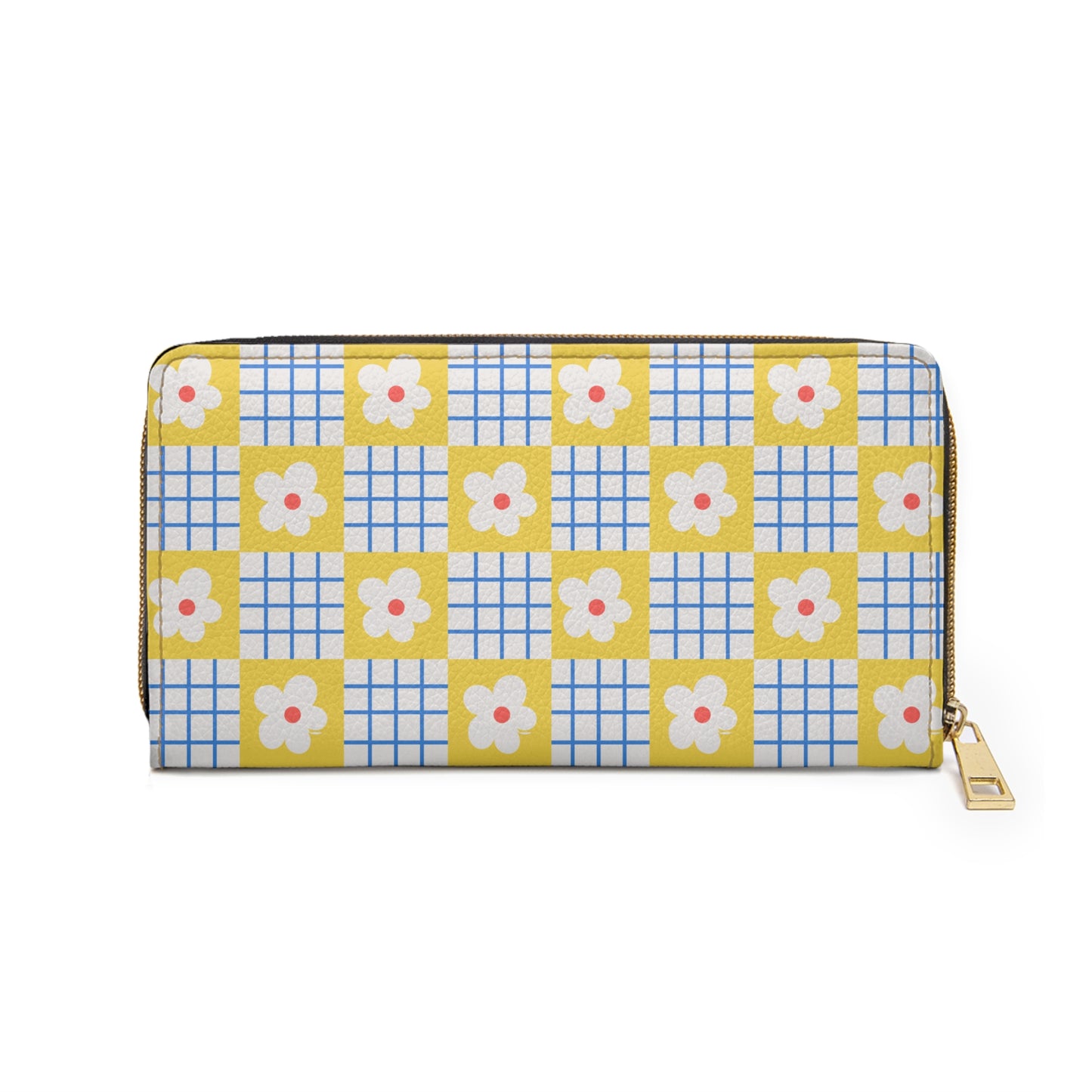Floral Purse For Retro Fashion Daisy Wallet Gift For Wife Gingham Accessory For Friend Summer Clutch Travel Organizer Birthday Present Idea