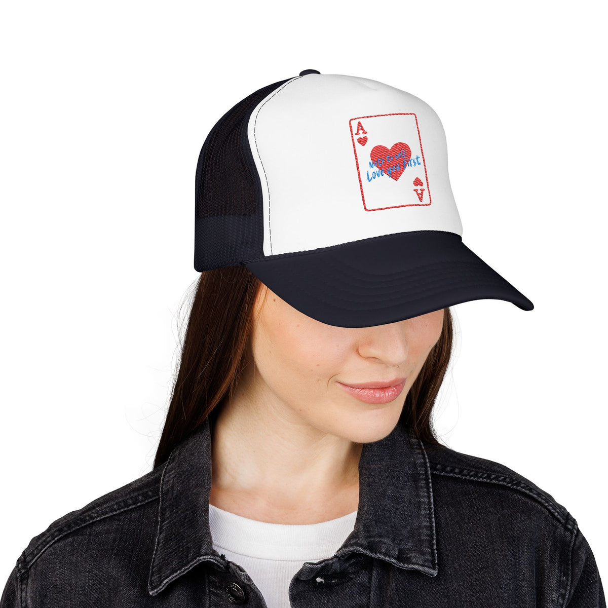Self Love Trucker Hat Embroidered Ace Cap Womens Confidence Headwear Adjustable Foam Snapback Meaningful Birthday Present Positive Style