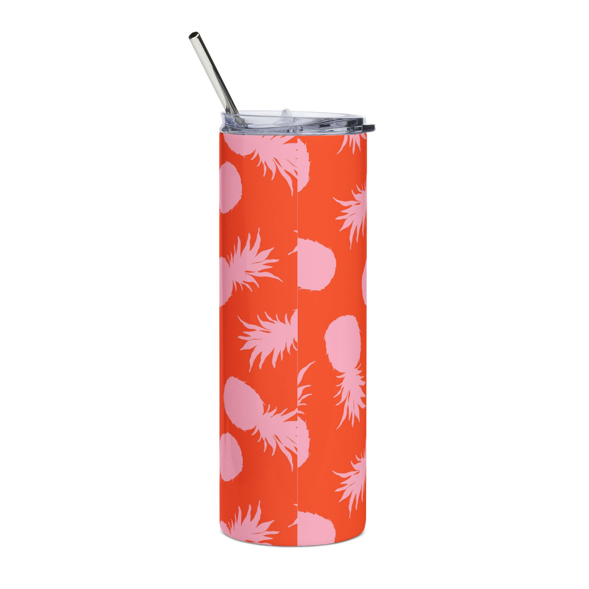 Pineapple Print Tumbler For Women Cute Tropical Drink Cup For Summer Iced Coffee Travel Mug Gift For Traveler Colorful Straw Cup Island Vibe