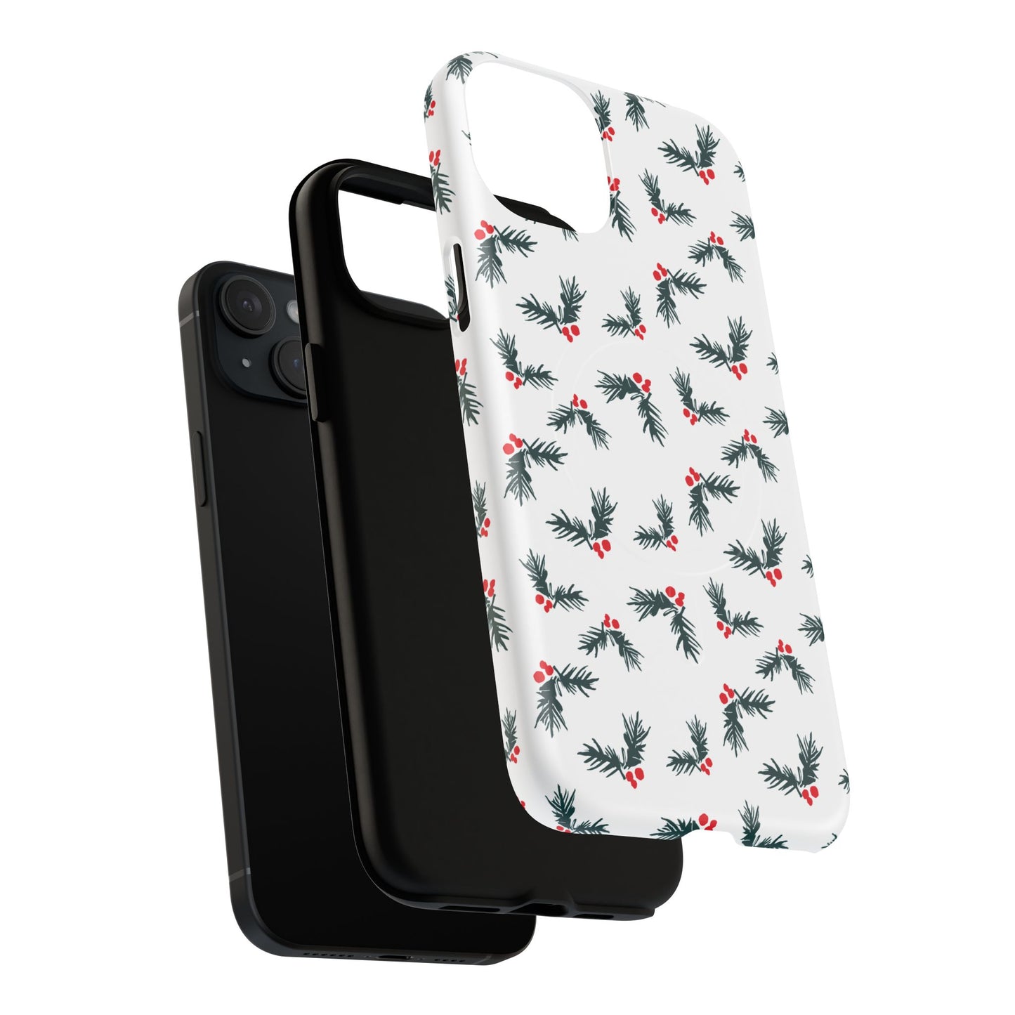 Holly Christmas Phone Case Gift For Sister Magnetic iPhone Cover Holiday Evergreen Pattern Tough Protective Accessory Winter Style Charm