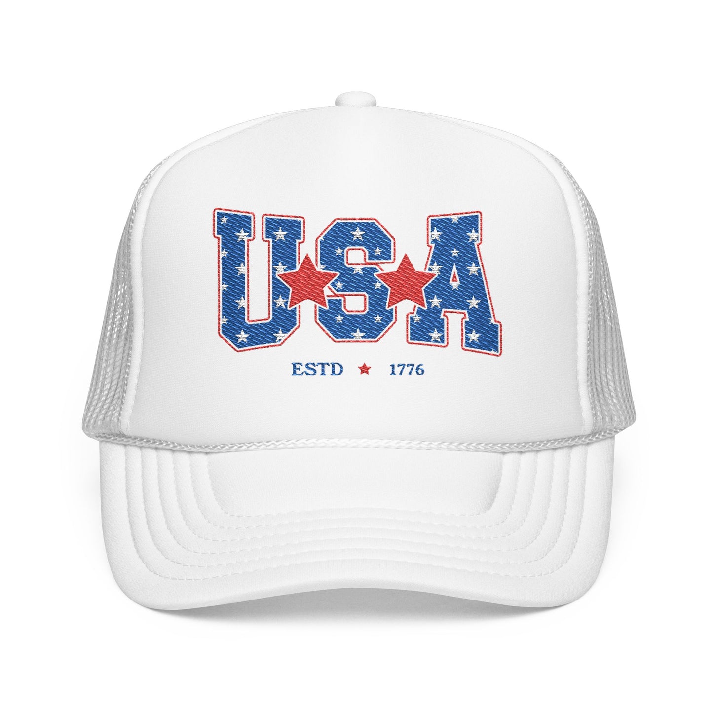 Fourth Of July Embroidered USA Hat Patriotic Trucker Cap Memorial Day Outfit USA Travel Souvenir Usa Expat Gift BBQ Party Lake Day Party Cap