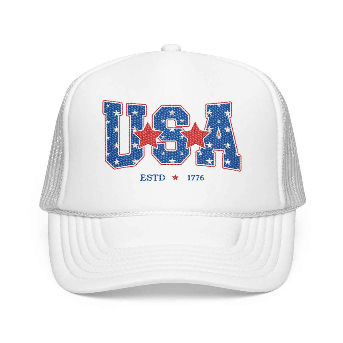 Fourth Of July Embroidered USA Hat Patriotic Trucker Cap Memorial Day Outfit USA Travel Souvenir Usa Expat Gift BBQ Party Lake Day Party Cap