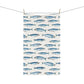 Portuguese Coastal Tea Towel For Mediterranean Kitchen Decor Gift For Portugal Lover Blue Sardine Dish Towel For Housewarming Gift Idea