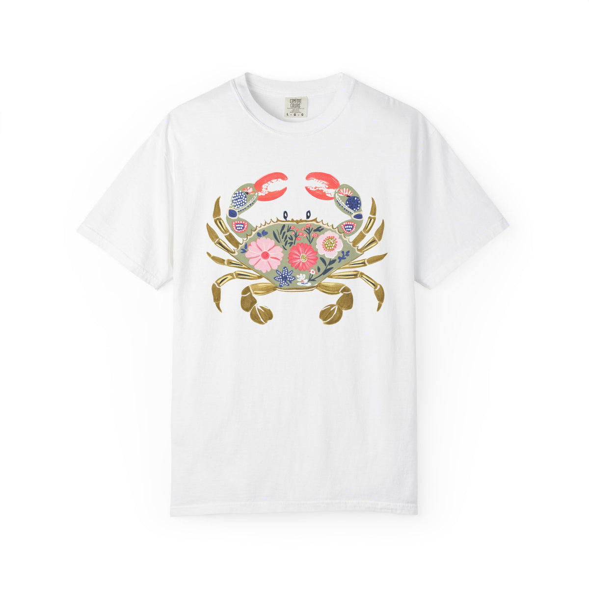 Floral Crab T Shirt Coastal Beach Tee Summer Vacation Outfit Seafood Lover Gift For Sister Nautical Clothing Birthday Present For Her Idea
