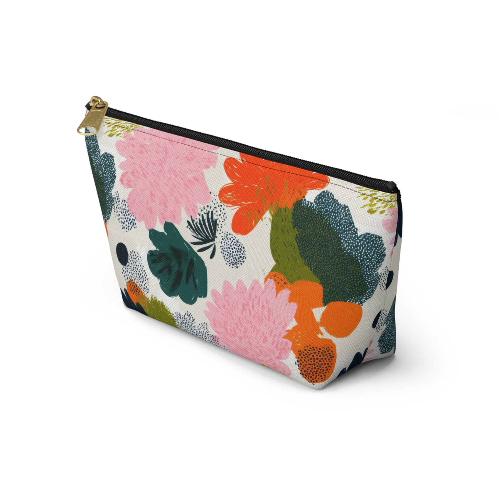 Floral Accessory Pouch Cute Travel Kit Gift For Traveller Abstract Flower Toiletry Organizer Botanical Cosmetic Case For Make Up Artist