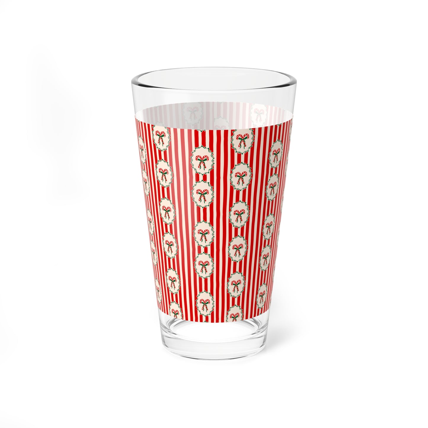 Vintage Wreath Mixing Glass Gift For Couple Candy Cane Stripe Barware Christmas Cocktail Present Holiday Hostess Drink Cup Festive Style