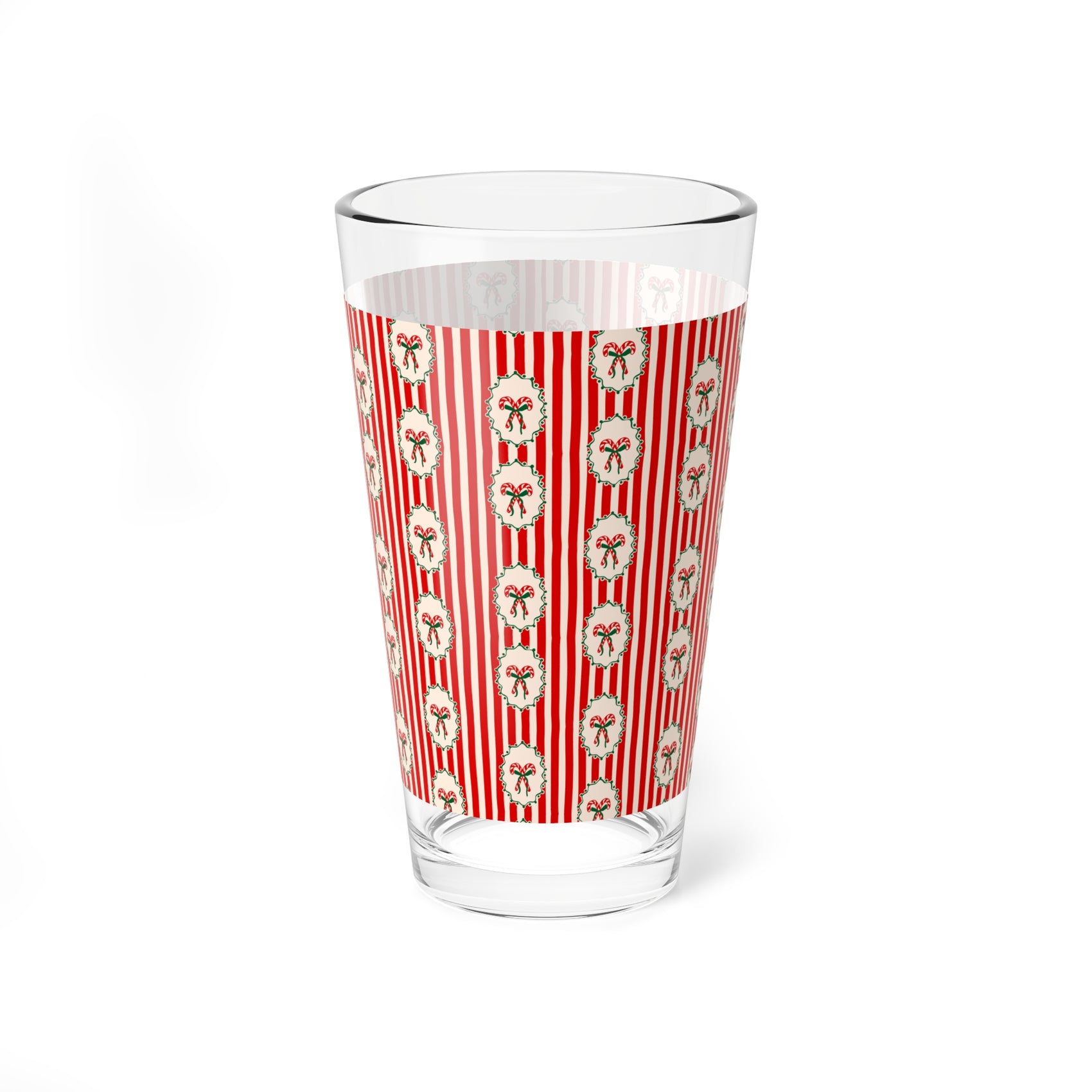 Vintage Wreath Mixing Glass Gift For Couple Candy Cane Stripe Barware Christmas Cocktail Present Holiday Hostess Drink Cup Festive Style