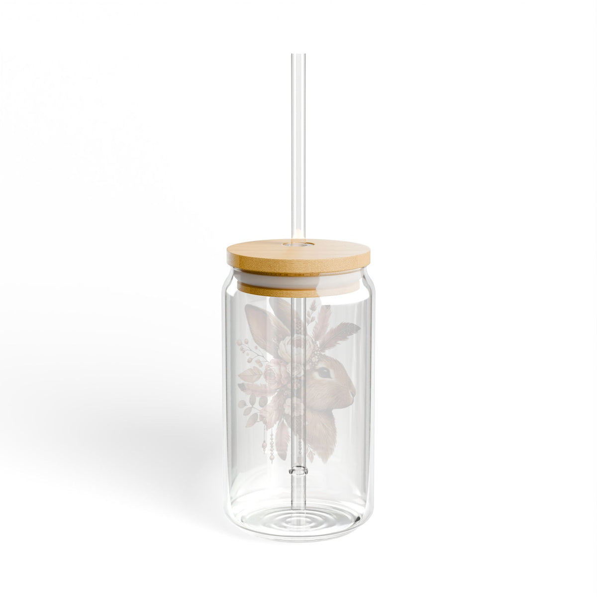 Sipper Glass Rabbit Lover Gift Boho Drinkware Cottagecore Kitchen Cup Spring Picnic Present For Her Easter Basket Housewarming Gift Nature