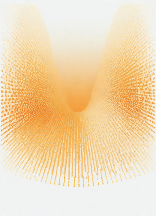 Abstract orange gradient with radiating dots creating a vibrant visual effect