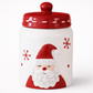 Decorative jar with Santa Claus design on a white background