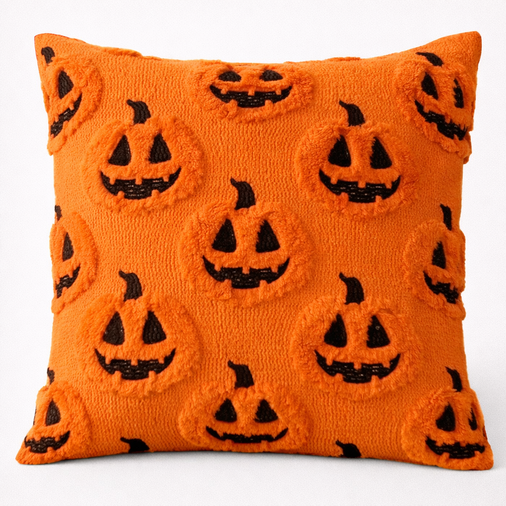 Halloween Pillow Covers,45x45,Decorative Pumpkin Pattern Pillowcase Soft Plush Faux Wool Cushions for Home Sofa Couch