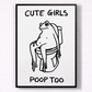 Framed artwork with a black and white illustration of a frog and text on a white background