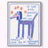 Framed artwork with a dog illustration and text on a white background