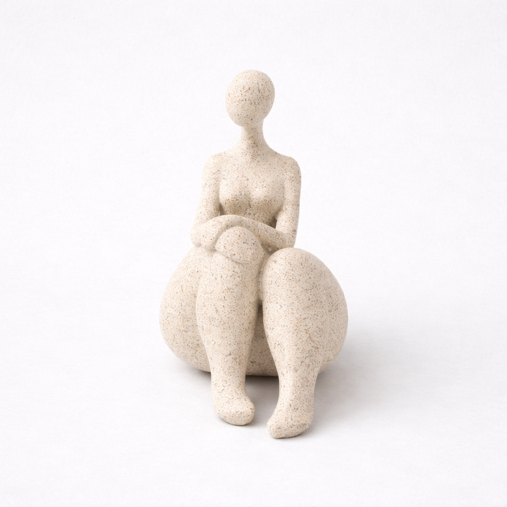 1pc, Sandstone Resin  Chubby Woman Statue  Handmade Sandstone Abstract Art Home Living Room Office Cabinet Tabletop Entryway Dec