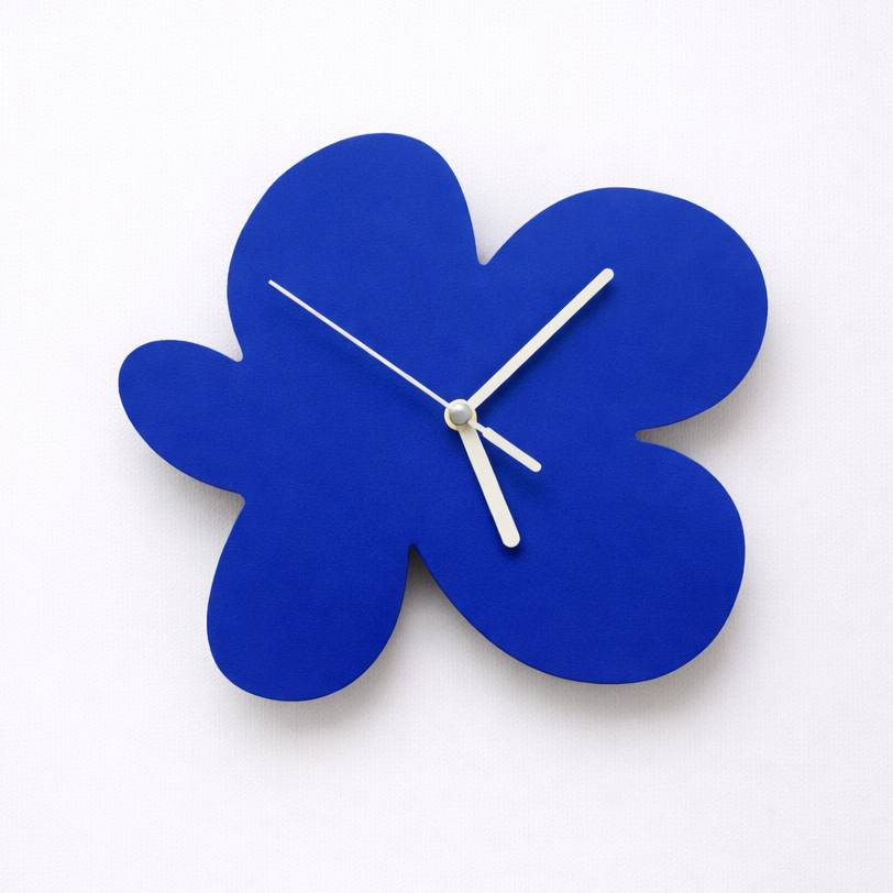 Nordic Wall Clock Silent Clock Battery Operated Decorative for Kids Table Children Living Room Ornaments Blue Flowers Creative