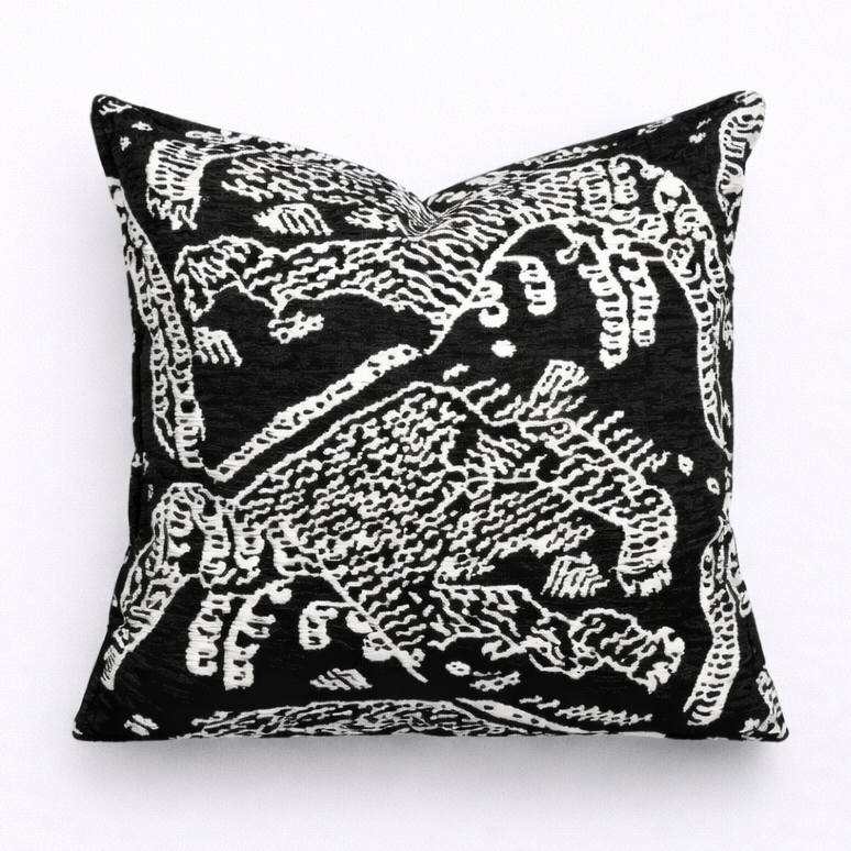 DAVINRICH Mountain Tiger Themed Heavy Embroidered Pillow Covers Luxury Italian Style Accent Cushion Case For Villa Hotel Office