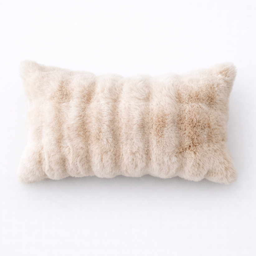 Cream Brown Textured Lumbar Cushion Cover Woven Pillow Modern Sofa Decor Neutral Living Room Accent Contemporary Bedroom Textile 30x50cm