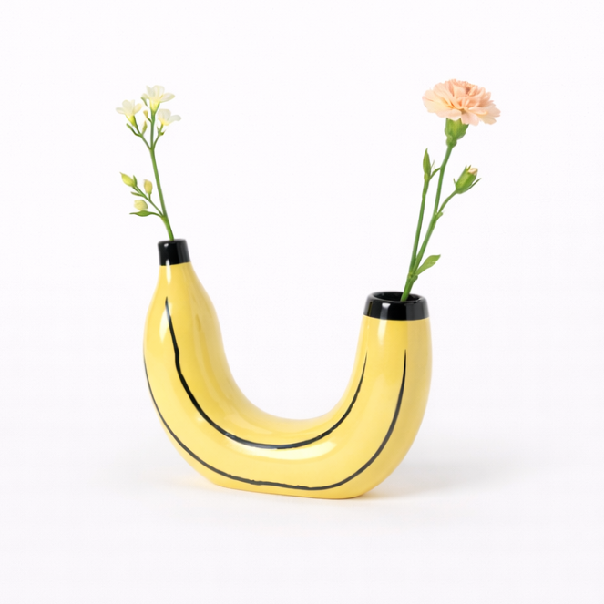 Creative Resin Banana Vase Flower Arrangement Decoration Simulated Fruit Banana Artifact Funny Vases Pots  Home Decoration