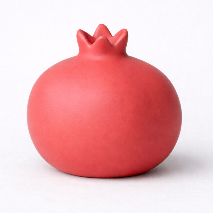 red ceramic pomegranate ornament main product view