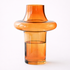 Orange glass vase with dimensions on a white background