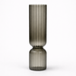 Smoky grey ribbed glass vase modern Nordic decor