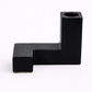 Black L-shaped metal bracket on a white background