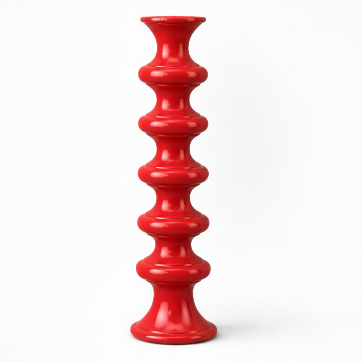Red candle holder on a white background