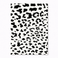 Notebook with black and white leopard print pattern on a white background