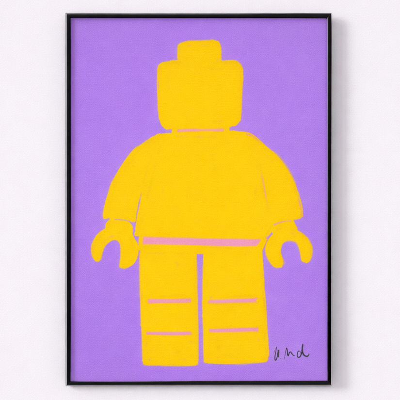 yellow toy figure wall art purple graphic print playroom decor main product view
