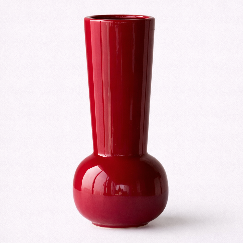 Red vase on a white background